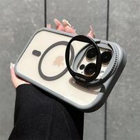 Stiklinis kameros apsaugos stovas Laikiklis Dėklas iPhone 16 15 14 Plus 12 13 11 Pro Max Magsafe Magnetinis Belaidis Įkrovimas Galinis Dangtelis For iPhone 15 white