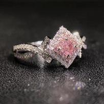 Huitan Pink CZ moteriški sužadėtuvių žiedai romantiško naujo dizaino moteriški žiedai Valentino dienos sukakties meilės dovanos papuošalai 6