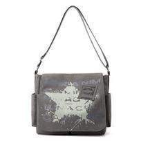 Vyriškas drobės krepšys, kasdienis, nešiojamas, įrankių rinkinys, su spauda, rankinis krepšys per petį, crossbody, didelės talpos krepšys pilka spalva