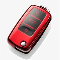 Automobilinis TPU raktų dėklas VW Volkswagen Polo Tiguan Passat B5 B6 B7 Golf 4 5 6 MK6 Jetta Lavida Skoda Octavia raudona