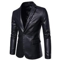 Vyriška odinė striukė Vyriškas paltas Slim Fit Laisvalaikio odinė striukė M juoda