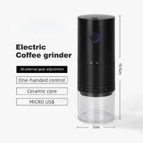 USB Įkrovimas Elektrinis Kavos Malūnėlis 1500mAh Kūginis Kavos Girnų Malūnėlis Išoriškai Reguliuojamas Pupelių Malimo Aparatas Malūnėlis black