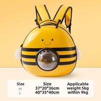 New Cat Four-season Universal Breathable Three-dimensional Bee Cat Bag Pet Space Capsule Backpack Dog Going Out Pet Bag M yellow