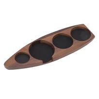 Medinis kavos tamperio laikiklis, kavos tamperio kilimėlio stovas, kavos aparato atrama, laikymo pagrindas, riešutmedžio, didelis Walnut Large for 58mm/2.3in black