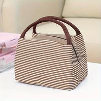 1pc Reusable Striped Outdoor Camping Lunch Bag, Pinic Bag, Tote Bento Bag for Outdoor Camping, School,Work ruda
