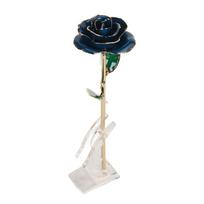 24K Gold Plated Rose Gold Dipped Rose Decoration Real Rose Gold Plated Ornament with Stand for tamsiai mėlyna spalva