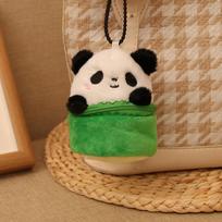 Bamboo Tube Panda Doll Doll Coin Wallet Black and White Simulated Plush Children's Toys Sichuan Promotional Souvenir Gift 11cm green