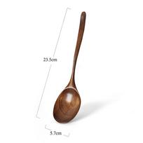 Šaukštai Medinis Sriubos Šaukštas Ekologiški Indai Natūralus Elipsės Formos Medinis Samtis 23.5x5.7cm
