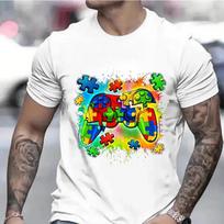 Autism Awareness Video Game Controller Boys T-Shirt Autism Awareness Month Men Tshirts Black T Shirts Summer Short Sleeve Tops S smėlis