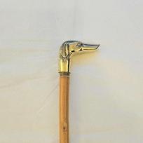 93.98 cm Walking Stick with Brass Dog Head Handle Walking Cane Gift for Father, Mother, Grandfather, Grandmother beige