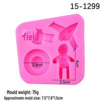 Astronaut Rocket Silicone Mold for Fondant Cake Decorations rožinė