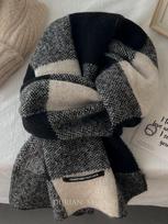 Wool Blend Camel Plaid Scarf for Women – Versatile Korean Style Winter Warmth, High-End Gift