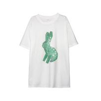 Heavy Industry Diamond White T-shirt Women's Hong Kong Style Summer New Loose Mid-Length Short-Sleeve Top M