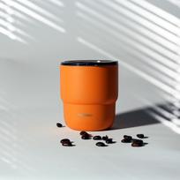 SUS304 nerūdijančio plieno kavos puodelis, dvisluokis vakuuminis termosas, gėrimų puodelis, tinkamas vyrams ir moterims, 12 matinių spalvų 255ml oranžinė