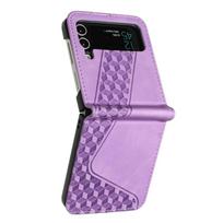 For Samsung Galaxy Z Flip4 Case Z Flip4 SM-F721B F721N Cover 3D Geometric Flip Wallet Case for Samsung ZFlip 4 ZFlip4 Phone Case PU Leather šviesiai violetinė spalva