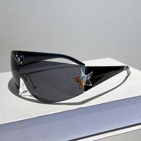 Pentagram Sunglasses One-Piece Frameless Sunglasses Curved Personalized Fashion Cycling Outdoor Glasses