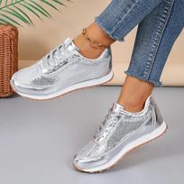 Batai moterims, sportiniai bateliai, blizgantys sportbačiai, kasdieniai laisvalaikio batai, 2024 m. rudens dizainerio nauji bėgimo, prabangūs kelioniniai, Zapatillas De Mujer 36 sidabras