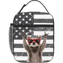 Raccoon Lunch Box Insulated Soft Bag Reusable Cooler Bag for Women Men Work Picnic Hiking Lunch Bag One Size Tote with Lunch Bag 26x21x11CM smėlis