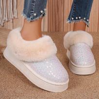 Blizgantys blizgučiai Kailiniai Sniego Batai Moteriški Madingi Dirbtinio Kailio Šilti Žieminiai Ankle Boots Moteris Minkštas Padėklas Neslystantis Plušinis Trumpas Botas De Mujer 36 brown