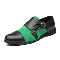 Men's plus size leather shoes Trendy fashion designer styles Outdoor leisure business party office wedding Color blocked shoes 38 žalia