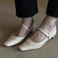 Chunky Pointed Toe Women Mary Jane Shoes Designer Shallow Fashion Dress Shoes Women 2024 Trend Walking Eleglant Zapatillas Mujer 34 smėlis