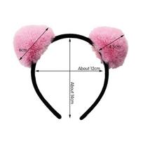 Plush Hair Hoops Cat Ears Headband for Women Girl Big Hair Ball Headband Tiara Party Hairband Hair Accessories Panda Ear rožinė