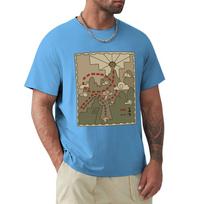 Kuzco Map T-Shirt Oversized Tees Vintage T Shirts Aesthetic Clothing Shirts Men Graphic S vidutiniškai mėlyna spalva