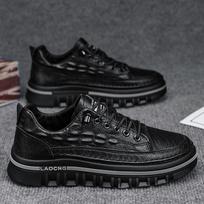 Designer Luxury Fashion Mens Leather Casual Shoes Sport Business Retro Men's Skate Shoes Outdoor Comfortable Non-slip Lace-up 39