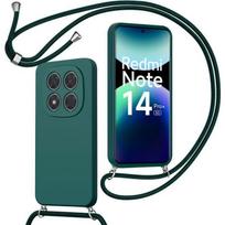 Case for Xiaomi Redmi Note 14 Pro Plus 5G/Note 14 Pro+ 5G, Soft Silicone with Lanyard - Night Green