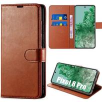 Case for Google Pixel 8 Pro, Flip Cover Protection Anti-Scratch Shockproof Soft Synthetic Leather - Brown