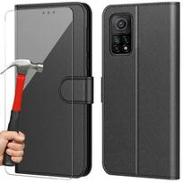Case for Xiaomi Mi10T Pro (6.67  ) Pack 2 Tempered Glasses in Practical Wallet Form Magnetic Flap Black
