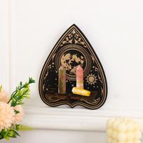 Crystal Display Shelf Wooden Wall Floating Shelf Moon Sun Witchy Stuff Storage Shelf Rustic Wooden Hand Holder for Rock Gemstones Meditation Spiritual Style 1 juoda