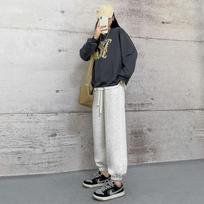 Gray Sweatpants for Women In Spring and Autumn New Loose Ties and Slim Small Casual Straight Harem Pants S