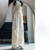 Paratrooper Work Pants for Women In Summer New High-waist Retro Straight-leg Sports Pants Outdoor Quick-drying Wide-leg Trousers S