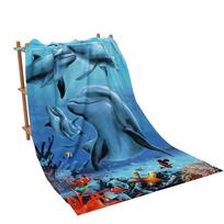 Large Quick-Drying Microfiber Beach Towel with Active Printing 180*100 cm blue