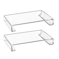 Acrylic Tray Pedestal Stand Bathroom Decor, Crystal Clear Display Risers Kitchen, Soap Dish Holder for Counter, Sink, Vanity