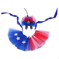 Cute Tutu Skirt Patriotic Outfit Red Blue and White 2Pcs Pet Independence Day Costume for
