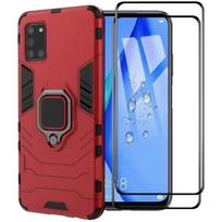 Case for Samsung Galaxy A21s New Rugged Ring Stand [Works with Magnetic Car Mount] Case Cover, Red +