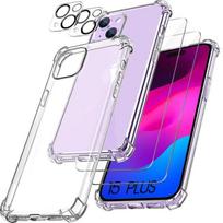 Silicone Case for iPhone 15 Plus + 2 Tempered Glass Screen Protectors and 2 Rear Lens Protectors