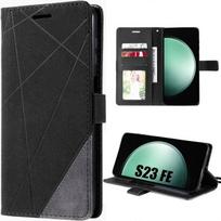 Coque semi-rigide en cuir PU noir pour Samsung Galaxy S23 FE avec fonction porte-cartes et support juoda