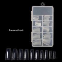 Korean-Style Transparent Fake Nails, Full/Half Stick, Crystal Finish, 100-Piece Set