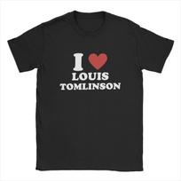 Aš myliu Louis Tomlinson vyriškus marškinėlius Tikėjimas Ateitis Dainininkas Nuostabūs marškinėliai Trumpomis rankovėmis apvalia kaklo iškirpte Medvilniniai didelio dydžio viršutiniai drabužiai S juoda