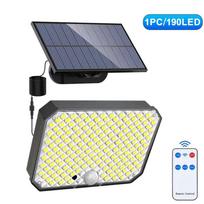 190/200 LED saulės šviesos lauko itin ryški 3 režimų judesio jutiklis sieninis šviestuvas IP65 atsparus vandeniui gatvės šviestuvas su nuotolinio valdymo pultu sodui 190LED*1PC