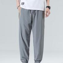 New Ice Silk Summer Thin Design Ties Men's Cropped Pants Casual Pants Loose Sports Pants M