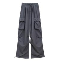New American High-waist Casual Pants for Spring and Summer, Slim Fit Work Pants Pocket Trousers S