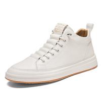 2024Men Handmade Flat Designer Sneakers Casual Leather High Top Lightweight Breathable Outdoor Walking Shoes  Sports Tenis Shoes 39 balta