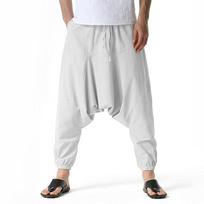 Men Harem Pants Sweatwear Baggy Casual Yoga Loose Sport Jogging Pants Cross Pants Men Japanese Streetwear XXL balta