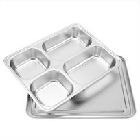 Nerūdijančio plieno maisto padavimo padėklas Valgyklos pietų dėžutė su dangteliu(4 padalinti) white