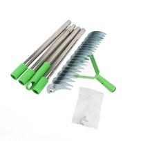 Thatch Rake 66.9 Inch Carbon Steel Robust Lawn Dethatcher Rake with 4 Detachable Poles for Cleaning