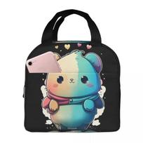 Cool Lunch Bag Box Milk and Mocha Bubu Dudu Children Aluminum  Foil Portable Lunchbox 22x20x13CM balta
